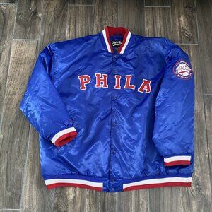 Philadelphia Jacket Men 3XL Adult Blue Satin Coat Fnf Player Puffer Phila Philly